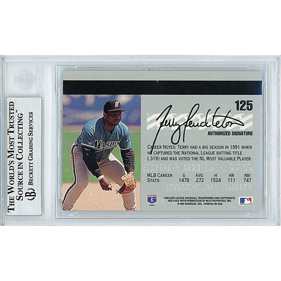 Terry Pendleton Marlins Signed 1995 Studio Baseball Card Beckett BAS Autographed - Picture 3 of 6